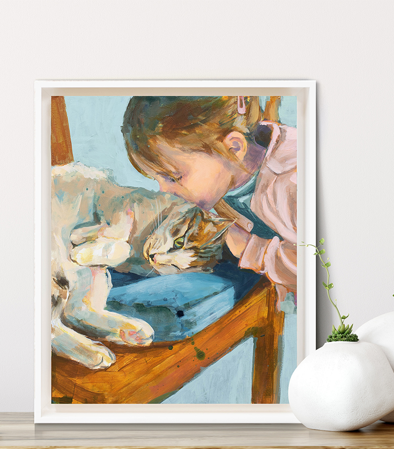 Tamara-Tavella-Art-Kunst-besondere-Erinnerung-Katze-Kind-Maedchen-Tiere-andenken