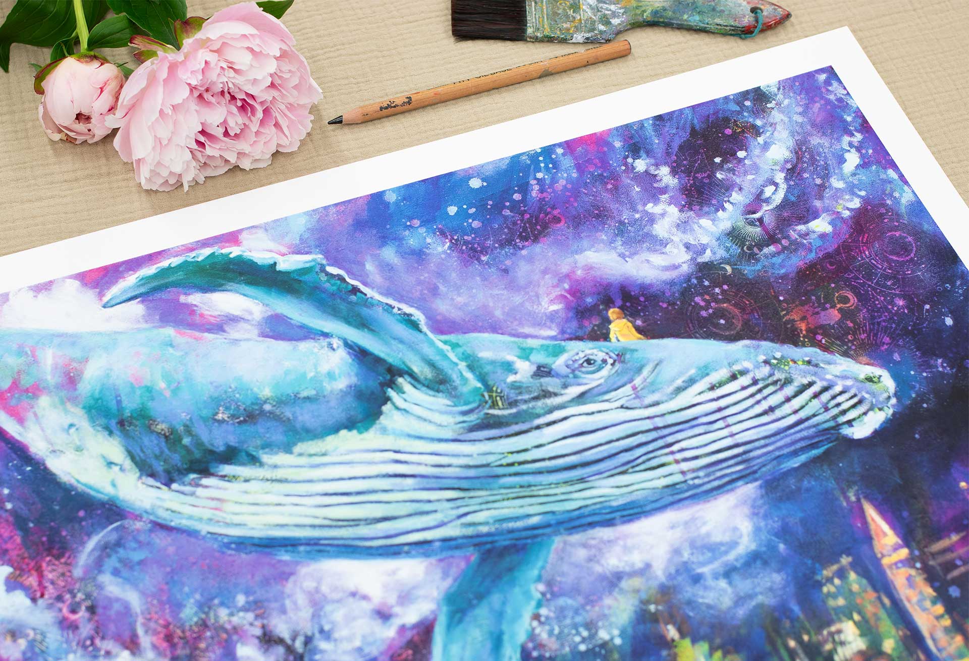 Kunstdruck Starflight - Krafttier Wal