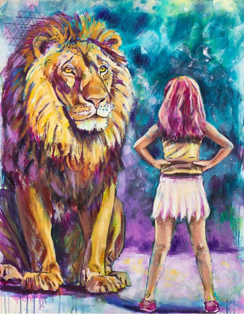 Krafttier Löwe & Mädchen Kunstwerk