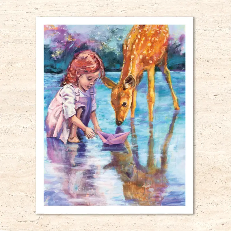 Krafttier Reh Kunstdruck