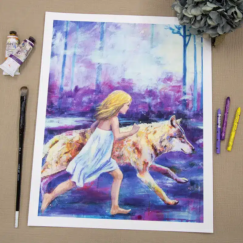 Krafttier Wolf Kunstdruck