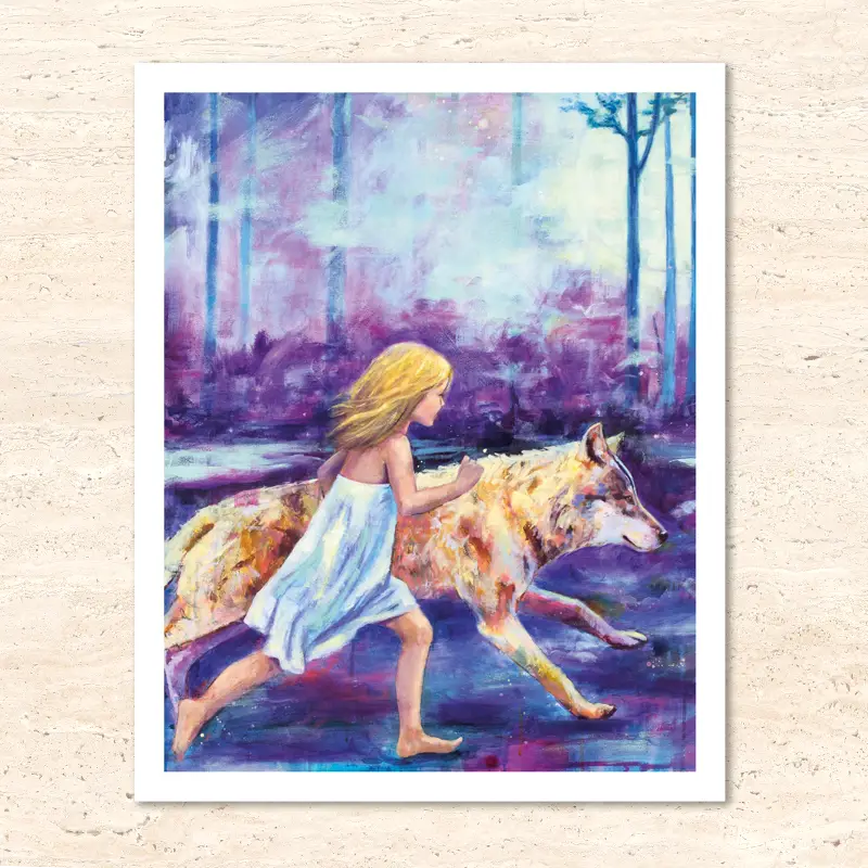 Krafttier Wolf Kunstdruck