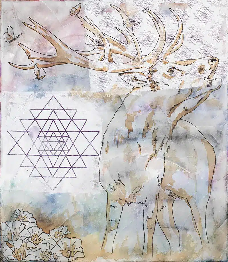 Vorzeichnung Bild 3 - Krafttier Hirsch