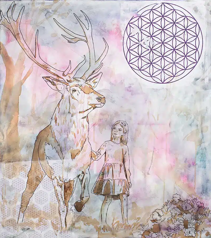 Vorzeichnung Bild 2 - Krafttier Hirsch