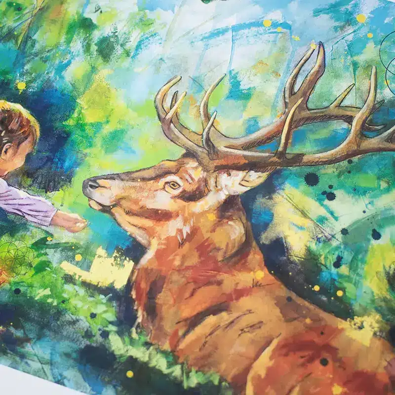 Kunstdruck Krafttier Hirsch Detail - In Stillness