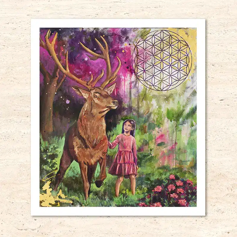 Kunstdruck Krafttier Hirsch - Silent Power