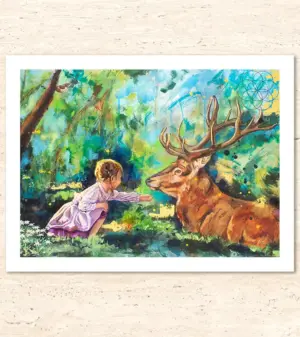 Kunstdruck Krafttier Hirsch - In Stillness