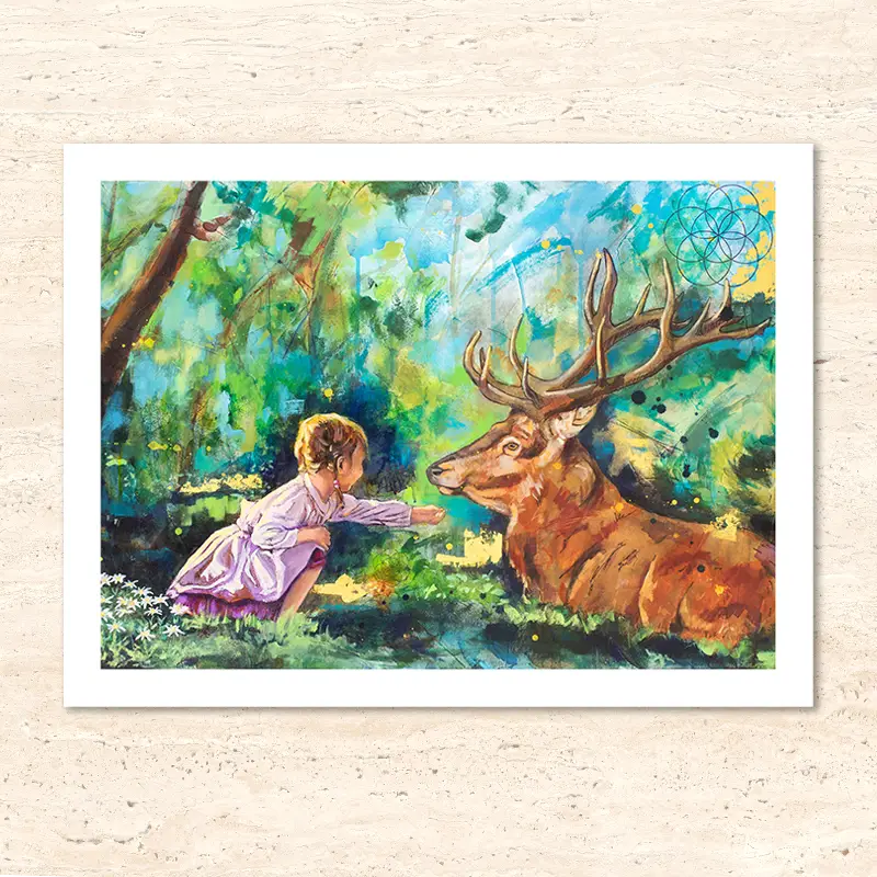 Kunstdruck Krafttier Hirsch - In Stillness