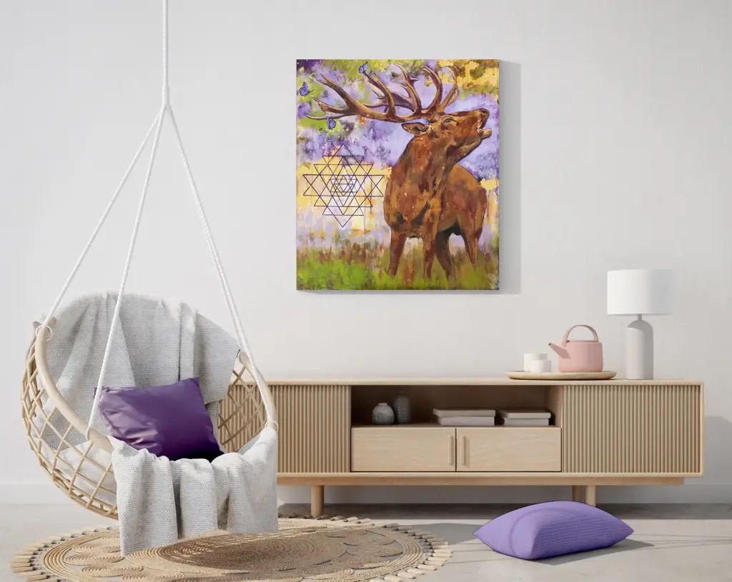 Kunstwerk Krafttier Hirsch - Mock up