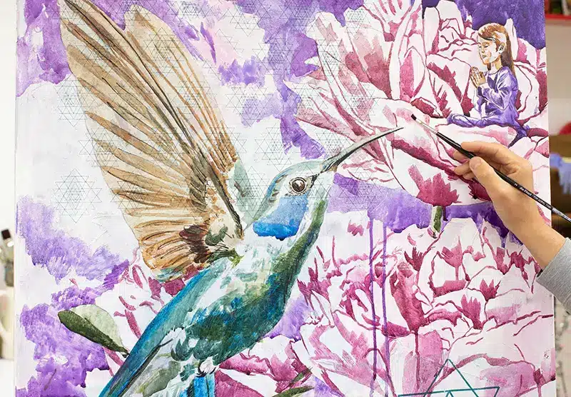 Kunstwerk in Entstehung - Krafttier Kolibri