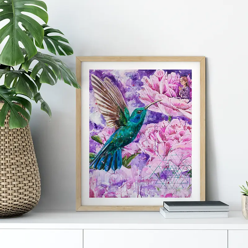 Krafttier Kolibri - Kunstdruck - Fine Art Print - Full Bloom
