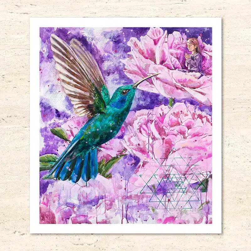 Krafttier Kolibri - Kunstdruck - Fine Art Print - Full Bloom