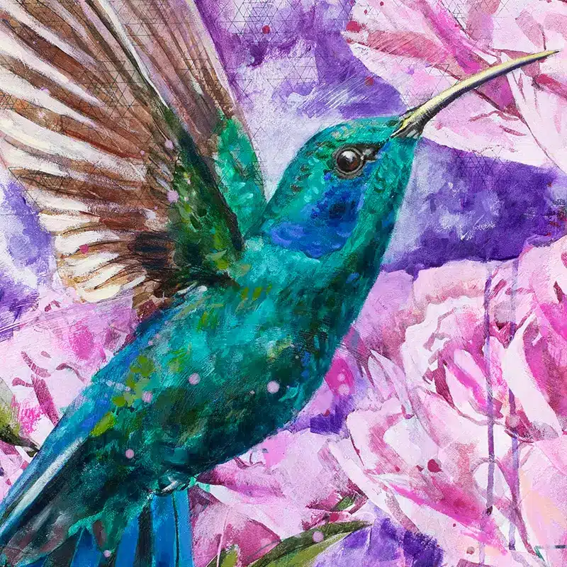 Krafttier Kolibri - Kunstdruck - Fine Art Print - Full Bloom - Detail
