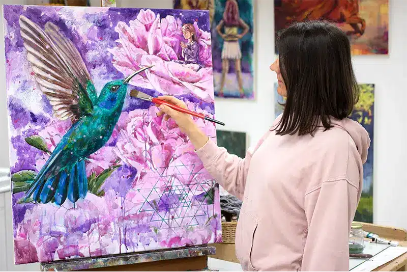Malprozess Kunstwerk - Krafttier Kolibri