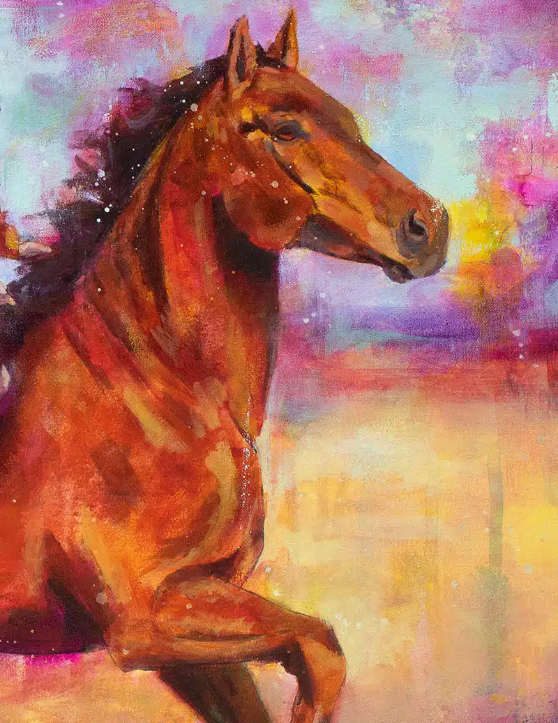 Detail aus dem Kunstwerk „Wildfire“ - Krafttier Pferd - Interview Caro Goßen (Caro Gossen)